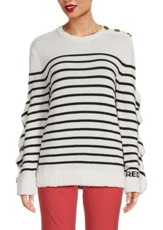 RED Valentino Stripe Wool Blend Crewneck Sweater