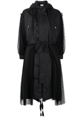 RED Valentino tulle-panel hooded parka coat