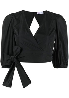 RED Valentino V-neck cropped wrap blouse