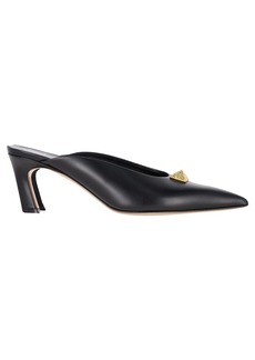 RED Valentino Valentino Garavani Roman Stud Pointed-Toe Heeled Mules in Black Calfskin Leather