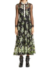 Women's Red Valentino Floral Embroidered Tulle Midi Dress