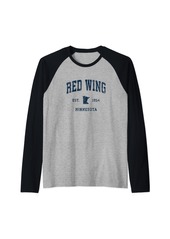 Red Wing Minnesota MN Vintage Athletic Navy Sports Design Raglan Baseball Tee