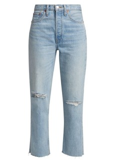 Re/Done 70s Stove Pipe Distressed Cropped Jean