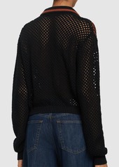 Re/Done Crochet Mesh Polo Cotton Cardigan