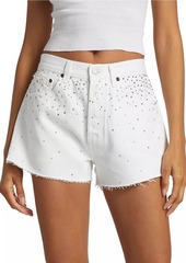 Re/done & Pam Crystal Mid-Rise Denim Shorts