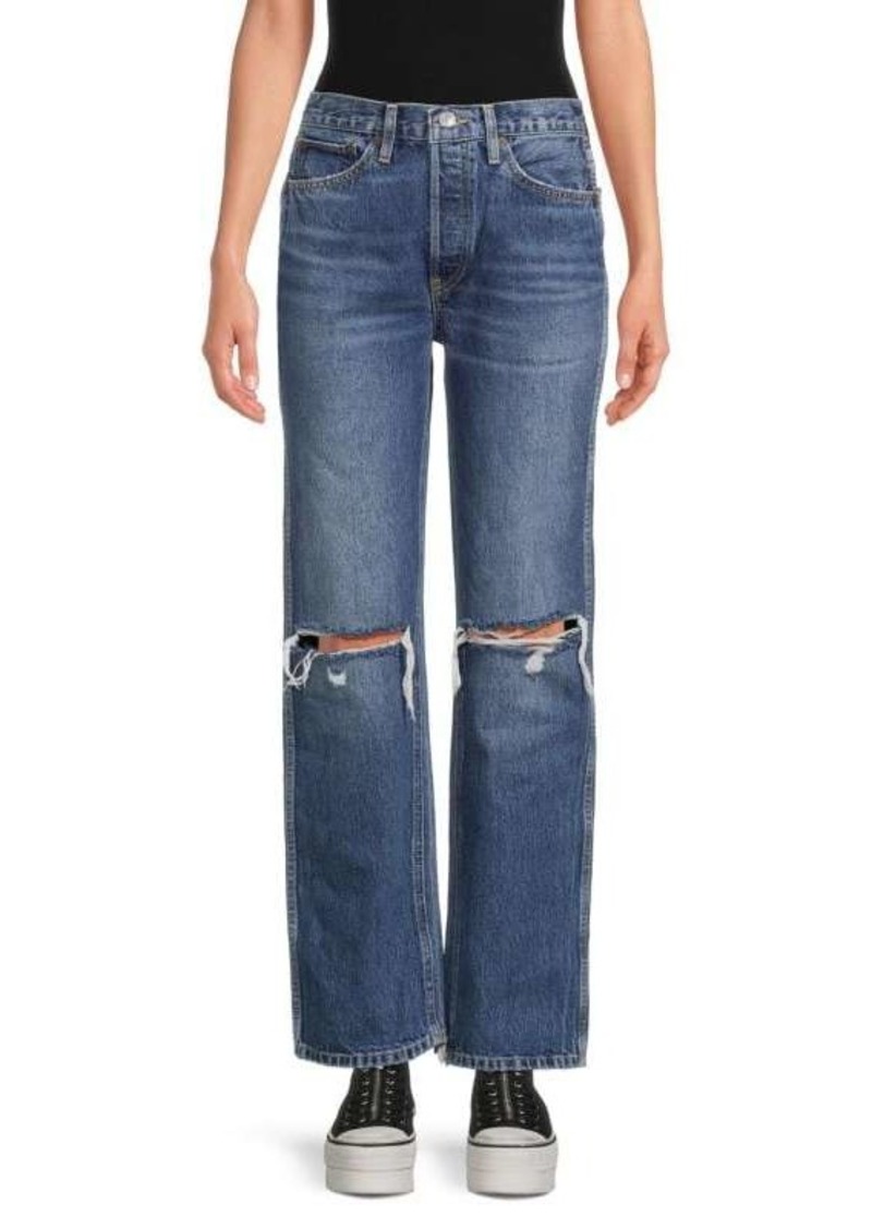 Re/Done Distressed 90s High-Rise Straight-Leg Jeans