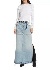 Re/Done Distressed A-Line Denim Skirt