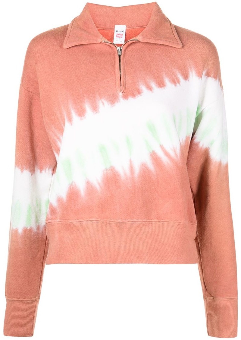 Re/Done half-zip diagonal-dye sweatshirt