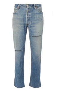 Re/Done High-Rise Ripped Ankle Crop Jeans