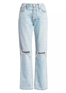 Re/Done High-Rise Ripped-Knee Loose Jeans