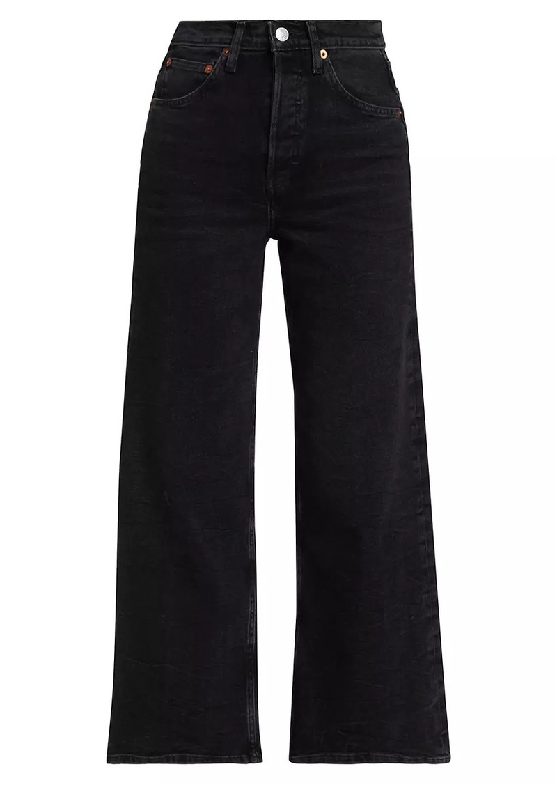 Re/Done High-Rise Stretch Crop Wide-Leg Jeans