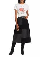 Re/Done Leather Patchwork Midi-Skirt