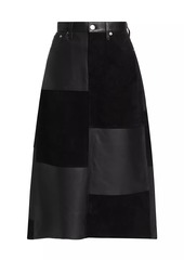 Re/Done Leather Patchwork Midi-Skirt