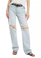 Re/Done Loose Long High-Rise Distressed Wide Jeans