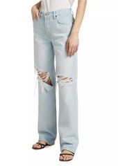 Re/Done Loose Long High-Rise Distressed Wide Jeans