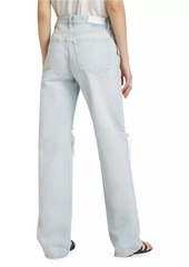 Re/Done Loose Long High-Rise Distressed Wide Jeans