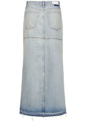 Re/Done Mid Rise Slit Cotton Denim Midi Skirt
