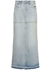 Re/Done Mid Rise Slit Cotton Denim Midi Skirt