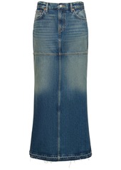 Re/Done Mid Rise Slit Denim Midi Skirt