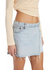Re/done & Pam Mid-Waist Denim Wrap Miniskirt