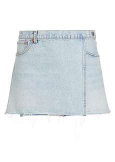 Re/done & Pam Mid-Waist Denim Wrap Miniskirt