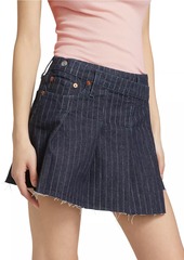 Re/Done Pinstripe Denim Tennis Wrap Skirt