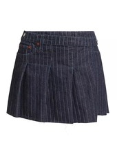 Re/Done Pinstripe Denim Tennis Wrap Skirt