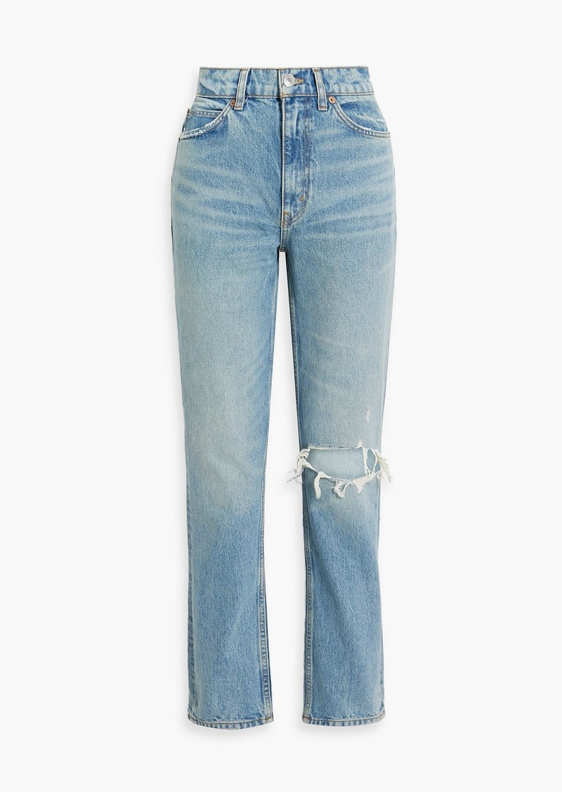 RE/DONE - 70s distressed high-rise straight-leg jeans - Blue - 24