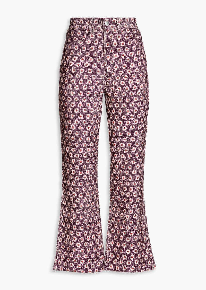 RE/DONE - 70s floral-print cotton-corduroy kick-flare pants - Purple - 23