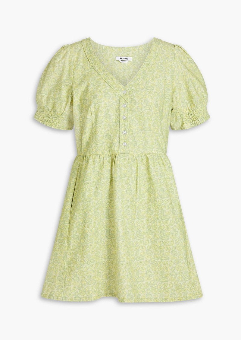 RE/DONE - 70s paisley-print cotton mini dress - Green - XS