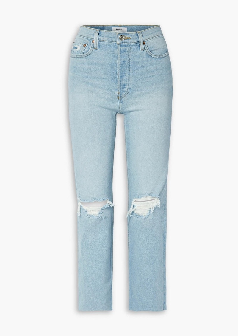 RE/DONE - 70s Stove Pipe cropped distressed mid-rise straight-leg jeans - Blue - 29