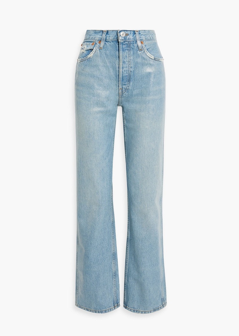 RE/DONE - 90s distressed high-rise straight-leg jeans - Blue - 25