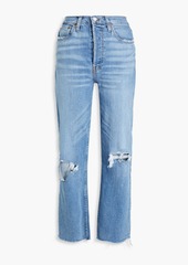 RE/DONE - Cropped distressed high-rise straight-leg jeans - Blue - 26