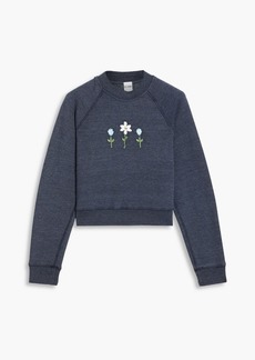 RE/DONE - Cropped embroidered cotton-fleece sweatshirt - Blue - XS