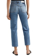 RE/DONE - Cropped frayed mid-rise straight-leg jeans - Blue - 25