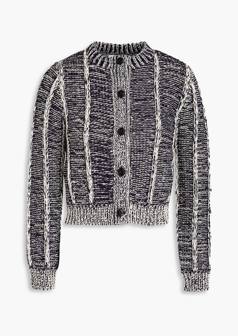 RE/DONE - Cropped ribbed cotton cardigan - Blue - XS