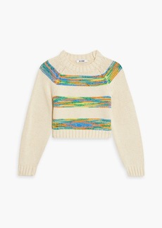 RE/DONE - Cropped space-dyed striped cotton sweater - White - L