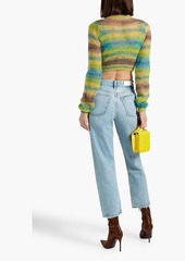 RE/DONE - Cropped striped knitted cardigan - Yellow - XS