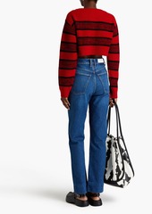 RE/DONE - Cropped striped ribbed wool sweater - Red - L