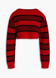 RE/DONE - Cropped striped ribbed wool sweater - Red - S