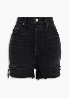RE/DONE - Distressed denim shorts - Black - 24