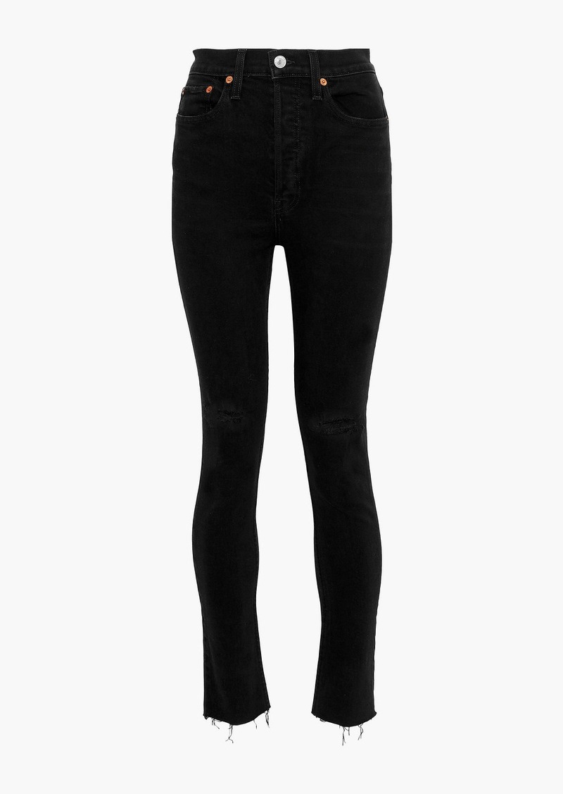 RE/DONE - 90s distressed high-rise skinny jeans - Black - 23