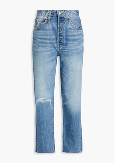 RE/DONE - Distressed high-rise tapered jeans - Blue - 24