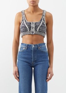 Re/Done - Knitted-cotton Bralette Top - Womens - Navy