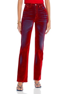 Re/Done 70s Bootcut High Rise Long Bootcut Jeans in Distressed Red