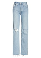 Re/Done '90s High Rise Loose Fit Jeans in Breezy Indigo With Rips at Nordstrom