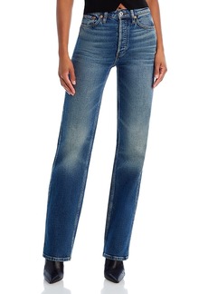 Re/Done 90s High Rise Loose Fit Straight Leg Jeans in Distressed