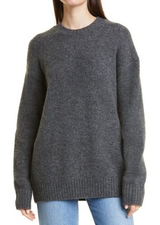 Re/Done '90s Oversize Crewneck Wool Blend Sweater in Heather Grey at Nordstrom