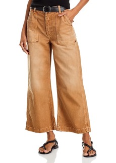 Re/Done Baker High Rise Ankle Wide Leg Jeans in Travertino