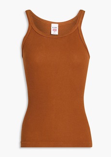 RE/DONE BY HANES - Ribbed cotton-jersey tank - Brown - M